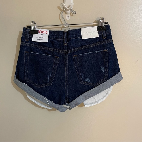 Glamorous Dark Blue Bleach Stonewash Denim Shorts, NWT - Picture 2 of 8